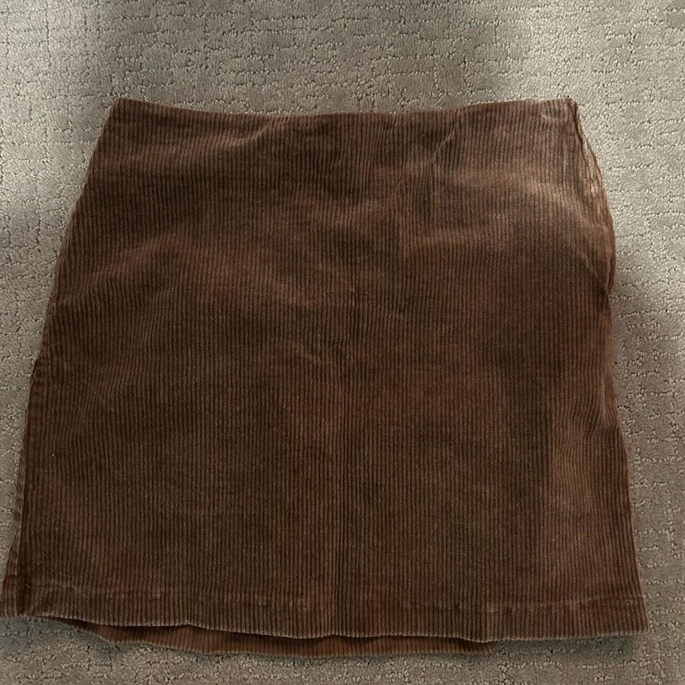 Lulus brown mini corduroy skirt with side zipper